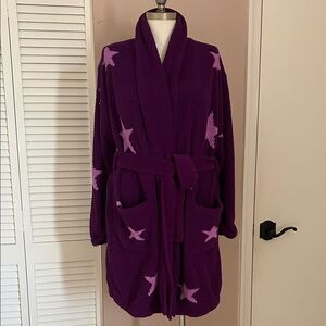 Rare Victoria’s Secret Purple Starry night belted robe size small .
